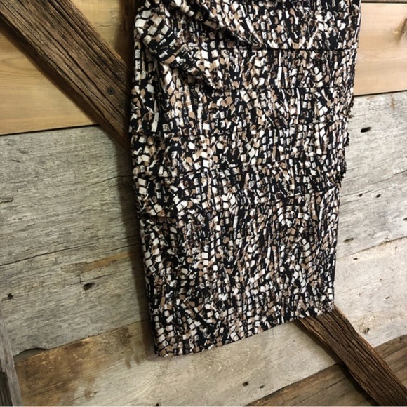 DRESS Barn Petite Size 8 Brown/Tan/White Crossover Top Sleeveless Dress - Picture 3 of 6